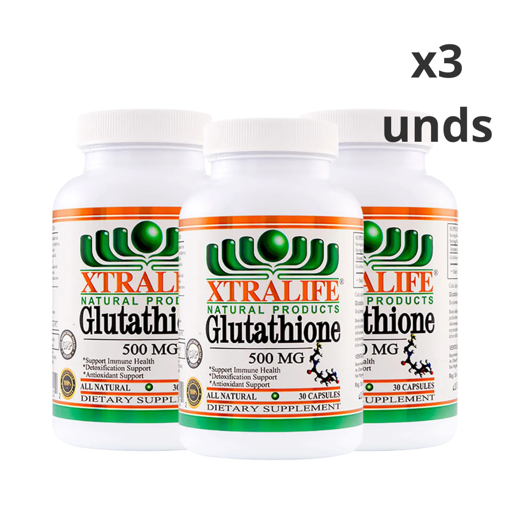 66 Pack x3 unds Glutation 500 mg-30 caps-XTRALIFE - Imagen 1